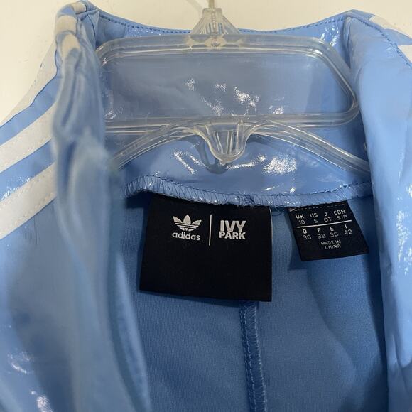 Ivy Park & Adidas Full Zip Latex Dress Light Blue & White Size Small - Picture 8 of 10